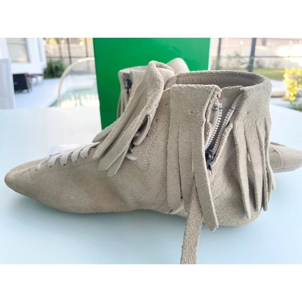 Bottega Veneta Suede Fringe Sneaker Boot,Beige, 312341 9904, SIZE‎ 41